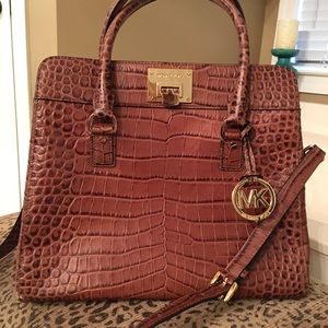 Michael Korda brown leather croco print